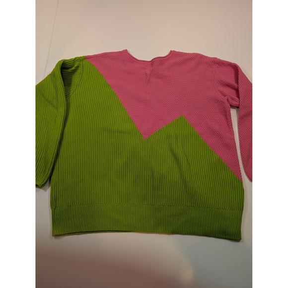 Victor Glemaud x Target Pink Green Colorblock Knit Sweater Womens 1X Crewneck - Picture 7 of 7